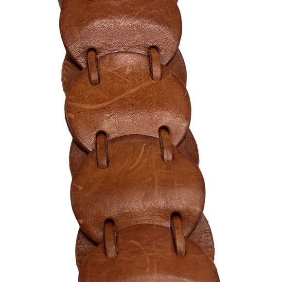 Fossil Tan Laced Rings Leather Belt With Braided Design Medium - Picture 8 of 10